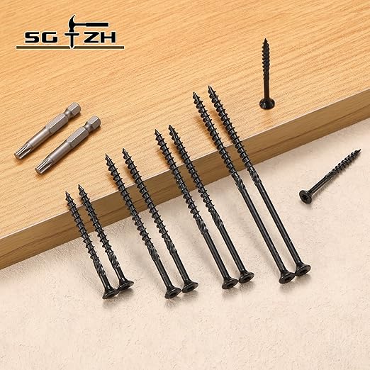 #8 x 5/8" Deck Screws (3235Pcs) 10lb. Carbon Steel, Black, Flat Head, Rust Resistant epoxy Coated, with T25 Star Bit