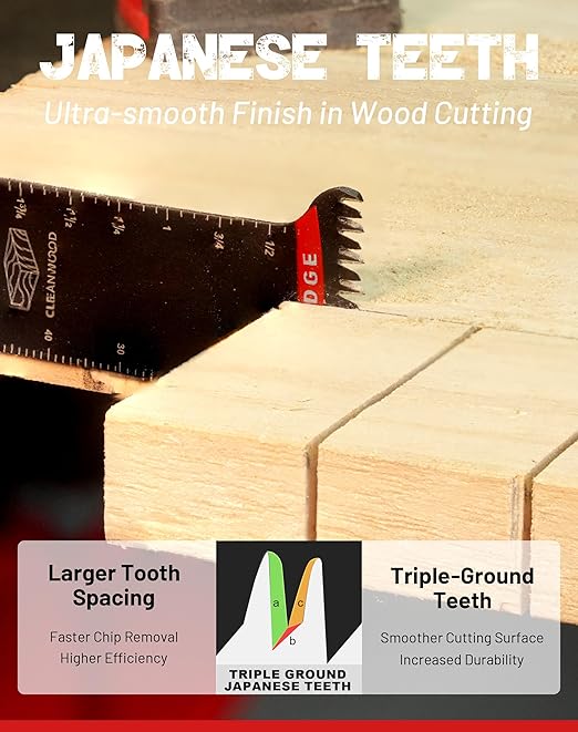 EZARC Bi-Metal Arc Edge Oscillating Tool Blade, 2-11/16" Extra-Long Japanese Teeth Oscillating Saw Blades for Clean Cuts in Hard Wood & Plastic, Universal Fit Multitool Blades, 5-Pack
