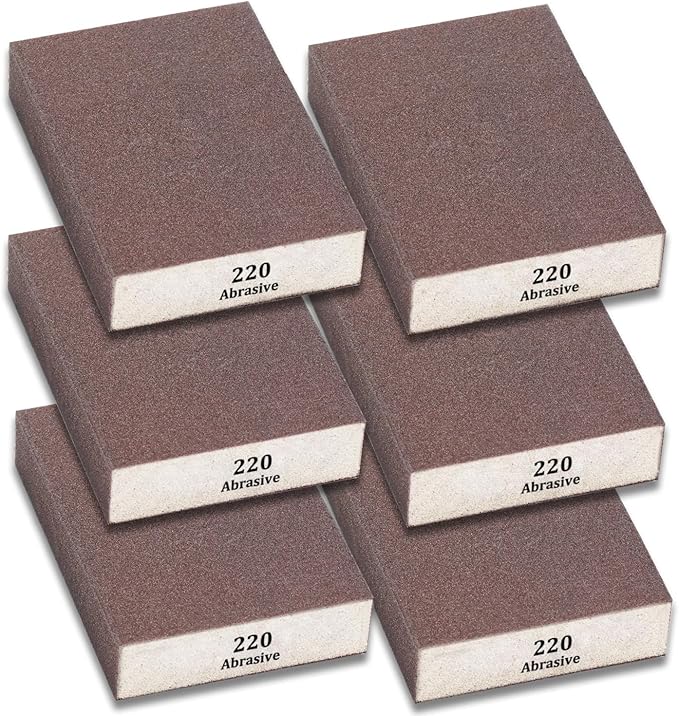 Tnisesm 6Pcs Sanding Blocks 220 Grits Sanding Sponge,for Drywall Wood Metal Washable & Reusable Sandpaper BlocksWashable and Reusable