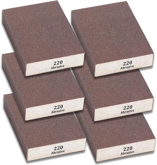 Tnisesm 6Pcs Sanding Blocks 220 Grits Sanding Sponge,for Drywall Wood Metal Washable & Reusable Sandpaper BlocksWashable and Reusable