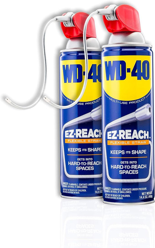 WD-40 Original Formula, Multi-Use Product, EZ-Reach Flexible Straw, 14.4 OZ [Twin-Pack]