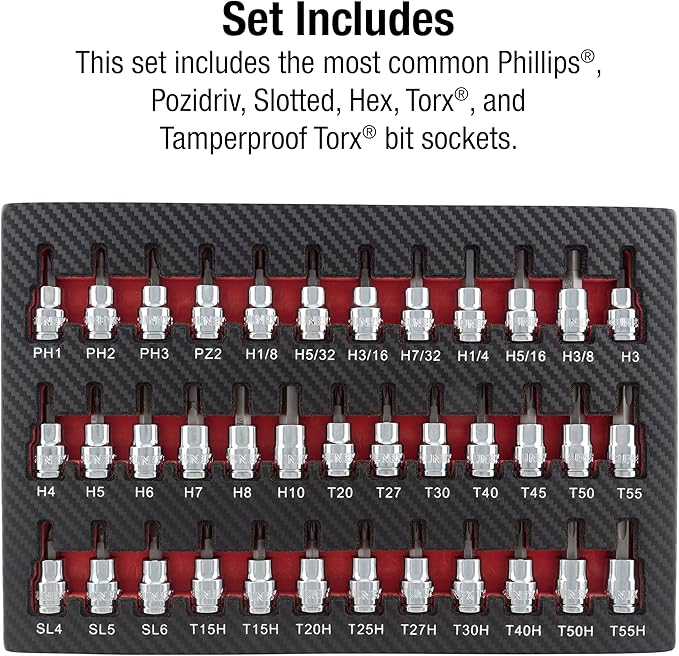 Sunex 9737 37 Pc. 3/8" Drive Bit Socket Set