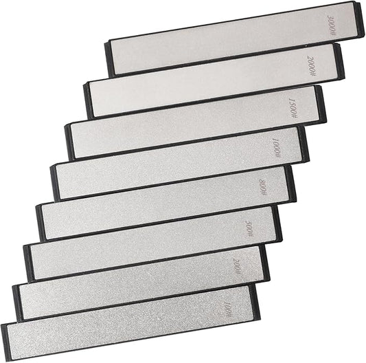 RUIXIN PRO 8 Pcs Diamond Knife Sharpening Stones for RUIXIN PRO RX-008 RX-009 Knife Sharpener Fixed-Angle Kit, Professional Whetstone Set With Base: 100/200/500/800/1000/1500/2000/3000 Grit