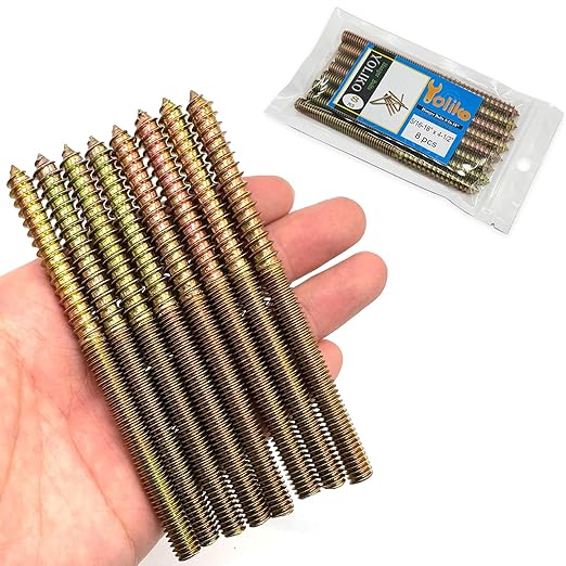 8 Pack 5/16-18x 4-1/2 Inch Hanger Bolts 5/16-18" Double Headed Bolts 5/16 Wood Dowel Screw Self-Tapping Screw Hanger Bolts for Furniture Screws Double Screw Threaded Rods Bolt 114.3mm Length
