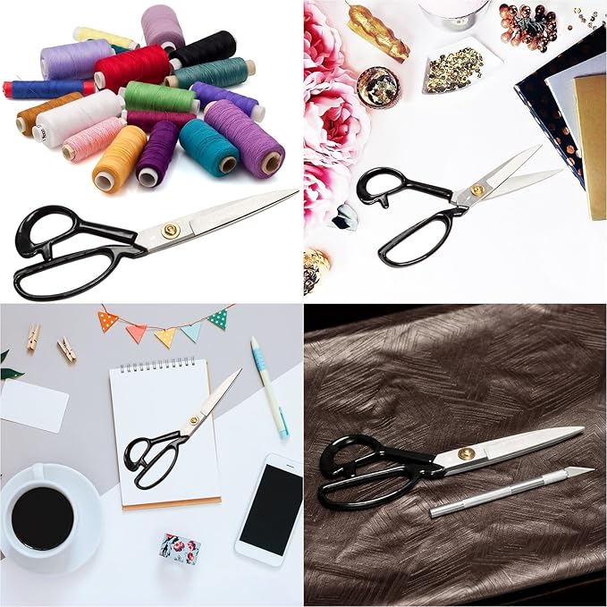 Sewing Scissors Heavy Duty 10" Free Craft Knife; Stronger than Stainless Steel Sharp & Durable Fabric Scissors Professional Industrial Series; for All Craft, Art, Tailoring Dressmaking Lovers