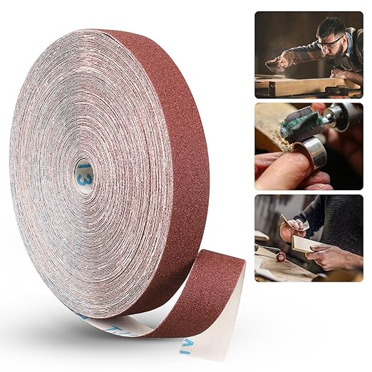 Emery Cloth Roll,80 Grit Continuous Sandpaper Roll 1" x 83 Feet Sandpaper Roll for Wood Furniture Finishing Metal Sanding Automotive Polishing