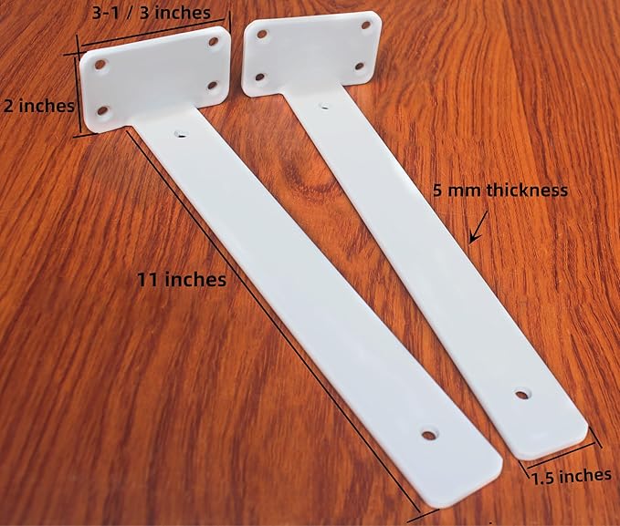 12 Pack - 11 inch White Hidden L Shelf Bracket (1/5 Inch Thicked) Iron Floating Shelf Brackets Rustic Industrial Metal Brackets for Shelf Support