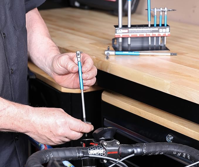 ARES 44001 ??8-Piece Metric T-Handle Hex Key Set ??3-Way Spinner Wrenches with Sliding Handle ??2mm to 10mm