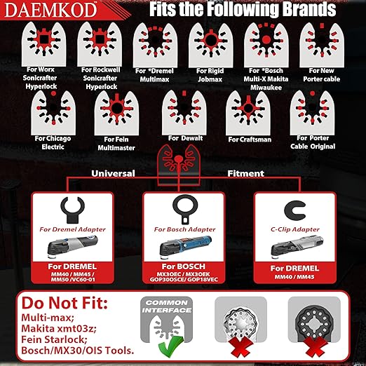 55 Pack Bi-Metal Saw Blades, Quick Release Multitool Blades for Soft Metal Hard Wood Plastic, 34MM and 44MM Multi Tool Blades Kits, Saw Bldes for Oscillating Tool Accessories