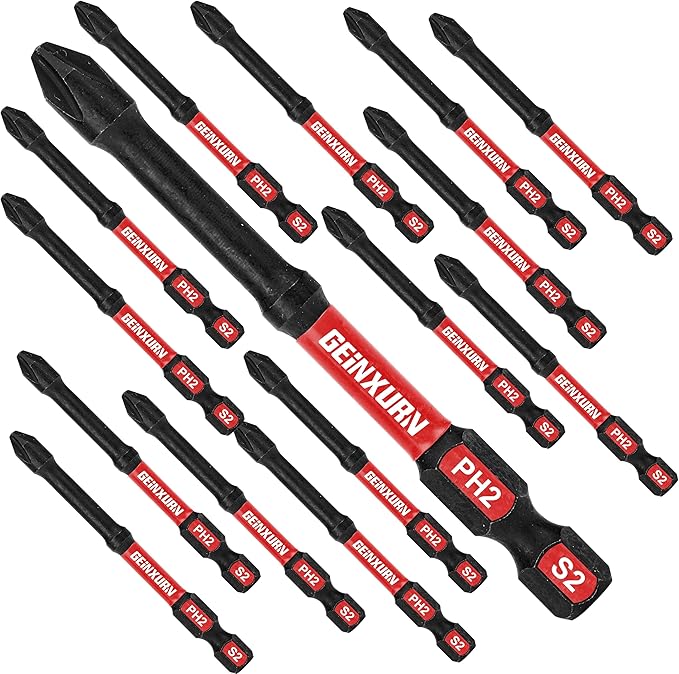 Impact Tough #2 Phillips 3 in. D2 Steel Long Extension Insert Driver Bits,15Pack 1/4 Inch Hex Shank Long Cross Magnetic PH2 Screwdriver Bits Set