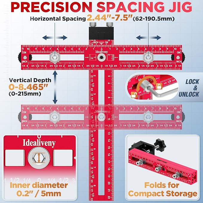 Cabinet Hardware Jig ??Adjustable Drill Guide Template for Knobs & Handles Precision Hole Locator for DIY Cabinet Installation Fits 2.5" to 7.5" Spacing