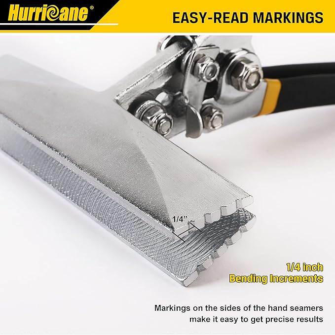 HURRICANE Sheet Metal Hand Seamer, 6 Inch Straight Jaw Sheet Bender Tools for Flattening Metal, Bending Pliers with Double Dipped Cushion Handle, Grip Strength and Versatility