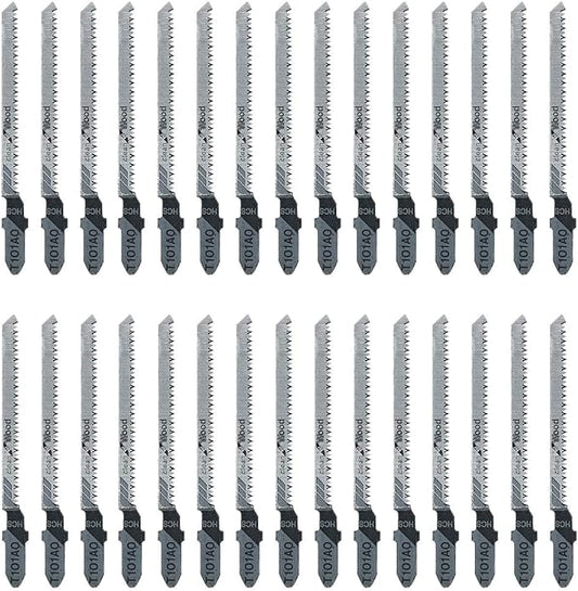 TAROSE 30-Piece T101AO 3-1/4 Inch 20 TPI Assorted T-Shank Scrolling Jig Saw Blades Set for Clean Cutting Wood