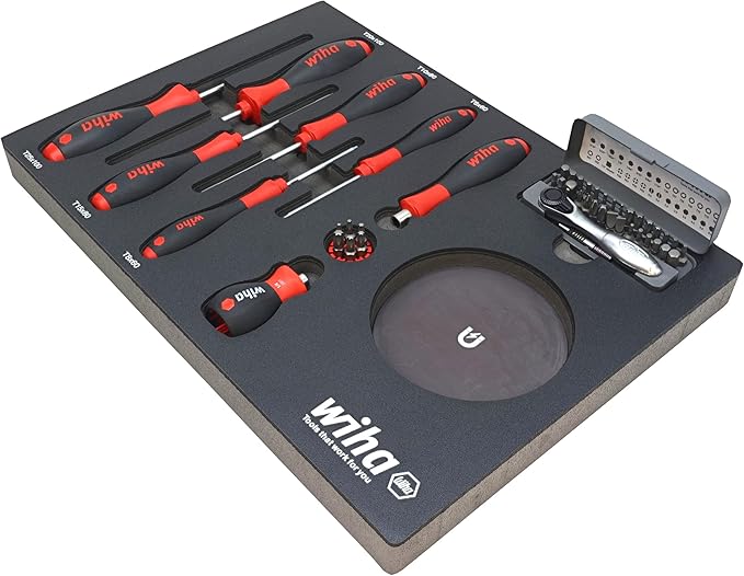 Wiha 91851 45 Piece Knife Maintenance Magnetic Workstation Tray Set