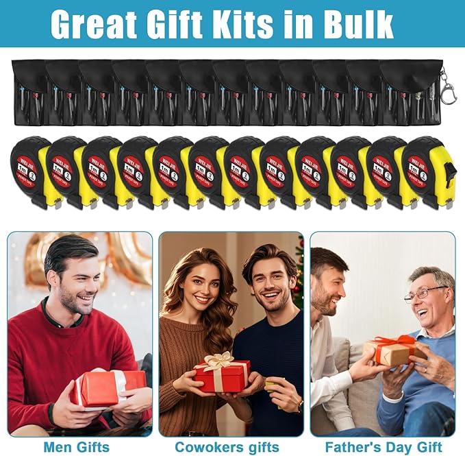 24 Set Mini Tape Measure Pocket Screwdriver Keychain Kit, Screwdriver Set for Party Favors Adults, Small Tool Pouch with Mini Screwdriver Measure Tape for Christmas Adult Party Favors