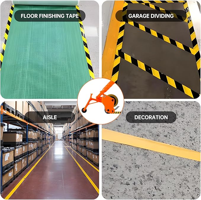 Abizarch Floor Tape Applicator, Manual Pushing Tape Marking Tool, Plastic Hand Push Tape Roller, Tape Bonding Marking Machine for Driveway Aisle Marking Decoration