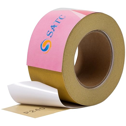 S SATC 240 Grit Pink PSA Longboard Sandpaper 20 Yard Long Continuous Roll, 2-3/4" Wide Self Adhesive Stickyback Sanding Sheets for Automotive, Hand Sanding Blocks,Woodworking, Metal, Plastic