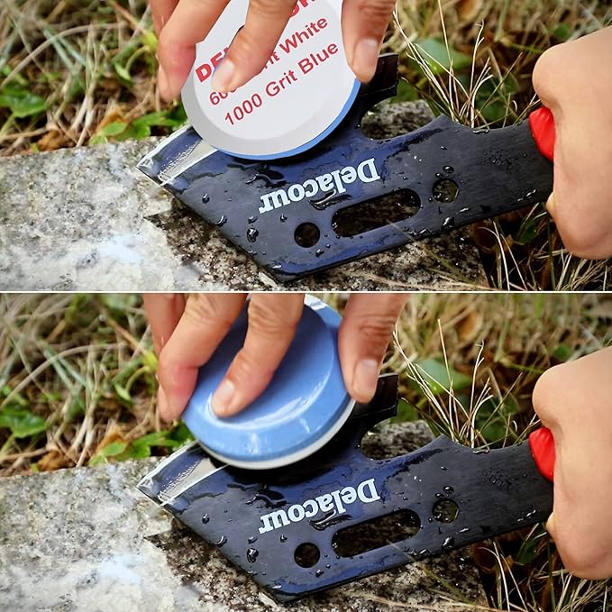 Delacour Axe/Hatchet Sharpening Puck Whetstone Knife Sharpening Stone, Dual Grit Multi-Purpose Sharpener Stone