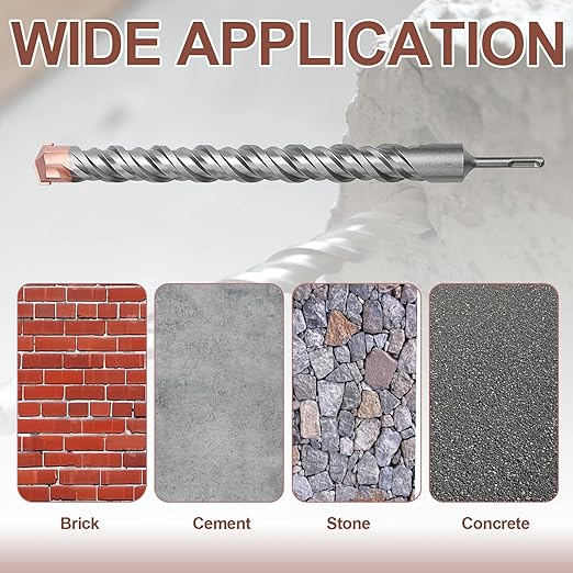 1 inch x 31.5 inch (25x800mm) SDS Plus Masonry Drill Bit, Rotary Hammer Drill Bit,Concrete Drill Bit for Cement, Brick, Wall (31.5 inch / 800mm Length, 1 inch (25mm))