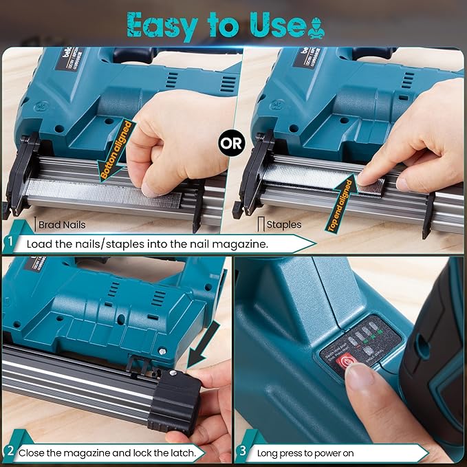 18GA Cordless Brad Nailer, 2 in 1 Nail Gun & Staple Gun for Makita 18V Bettery with 1000 Nails &1000 Staples, Battery Powered Nail Gun for Home Improvement(No Battery)