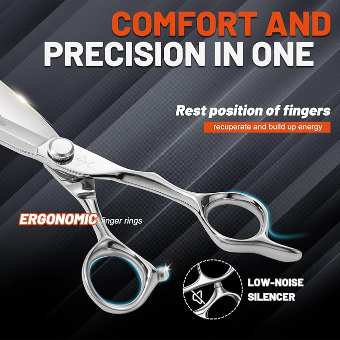 High-end Professional Extremely Very Sharp Barber Hair Cutting Scissors Hairdresser Shears For Hair 6.3 Inch Haircut Scissor Made Of Dynamic Steel Alloy For Hairdressing Salon and Home Use