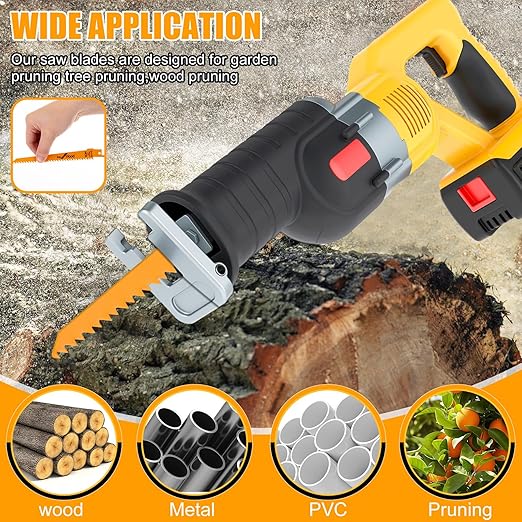 Lothee 50 Pack 6tpi Reciprocating Saw Blade Bulk Taper-Back Bi-Metal Saw Blades for Metal Woodcutting General Purpose Wood Cutting Pipe (6 Inch)