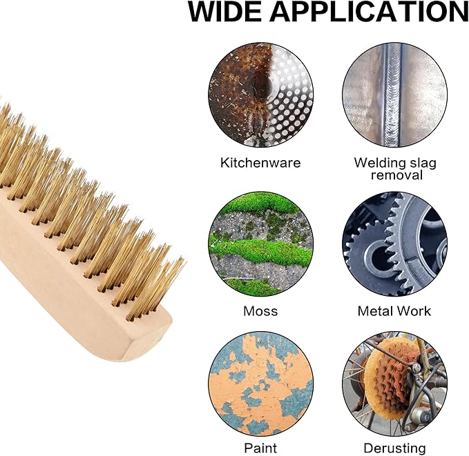 Wire Brush,2 Pcs 10 Inch Stainless Steel Wire Scratch Brush for Cleaning Removing Slag and Rust Removal (2 Pcs Stainless Steel Brush)