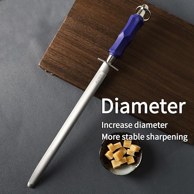 Honing Steel 10 inch Professional Knife Sharpener Honing Rod, Fine Lines, High Carbon Steel, High hardness, Knife Sharpening Steel