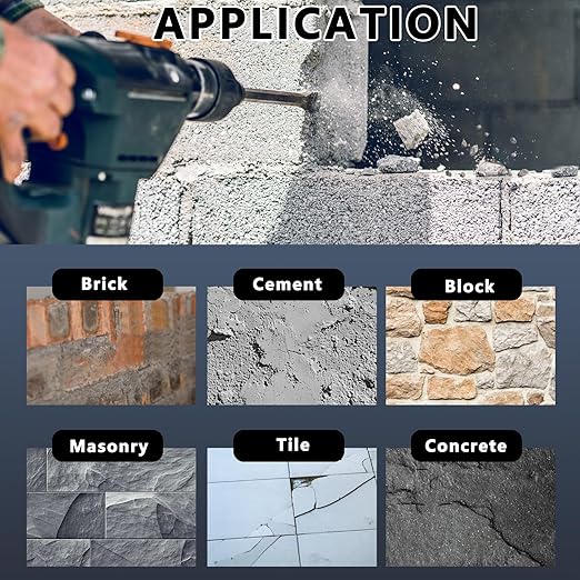 5PCS 3/8 to 5/8 inch (10-16mm) SDS Plus Rotary Hammer Drill Bits and Chisel Set, SDS Plus Masonry Drill Bits,Concrete Drill Bits Set, for Concrete, Brick, Cement，Masonry Work, 18 inch Length