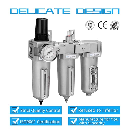 NANPU 1/2" NPT Industrial Grade 3 Stage Air Drying System - Particulate Filter, Coalescing Filter, Desiccant Dryer & Air Regulator, Metal Bowl, Auto Drain, Suitable for Paint Spray竊?Plasma Cutter