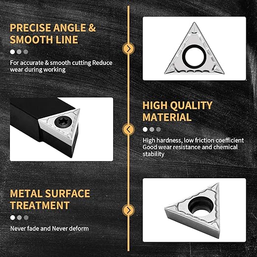 1/2" Indexable Carbide Turning Inserts Holder Set for Machining Lathes, 5 Pcs Set Metal Lathe Tools Inserts Bits with Carbide Inserts TCMT16T304.