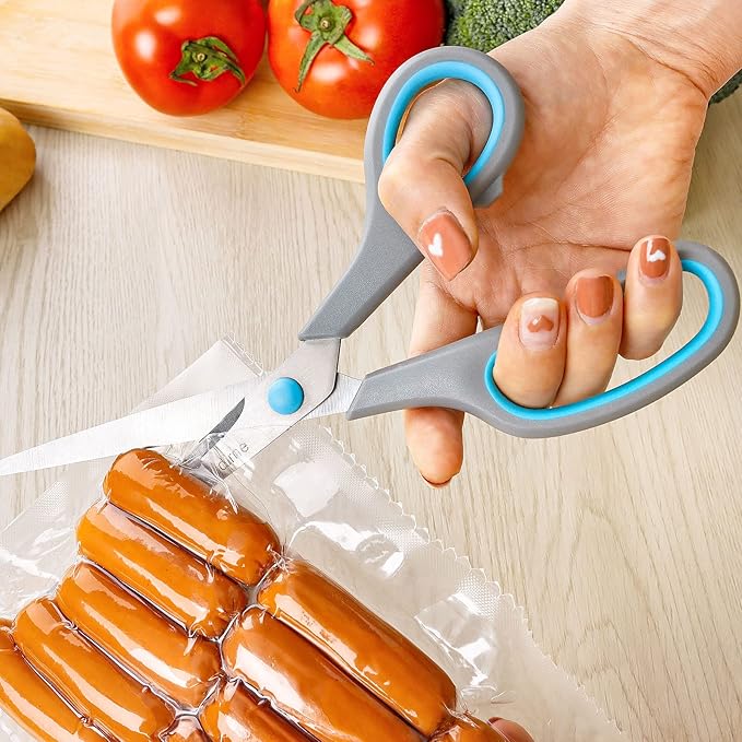 Premium Kitchen Scissors Set, Kitchen Shears, Food-Grade Stainless Steel Blades, Ergonomic Rubber Handle, Include 1 Poultry Shears and 4 All Purpose Scissors, 9.1??9.6"/8.5"/6.4"/5.4"