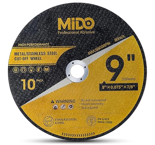 10 Pack Cut Off Wheels 9 Inch Cutting Wheel 9??x .075??x 7/8??Metal&Stainless Steel Cutting Disc Fit for Angle Grinder