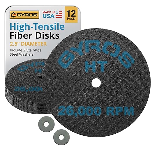 GYROS Cut-Off Wheels for Rotary Tools ??2.5??High-Tensile Fiberglass Reinforced, 12-Pack | Great for Cutting Hardened/Unhardened Steel, Steel Alloys, Hard Bronze, Metal | Made in USA 11-32250/12
