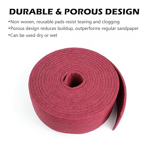 Maroon General Purpose Scuff Pads, Scuffing, Scouring Pad, Sanding, Paint Primer Prep Scratch - Surface Preparation Pad Car Auto Body Woodworking 7447-Premium, 5 Inches * 30 Feet