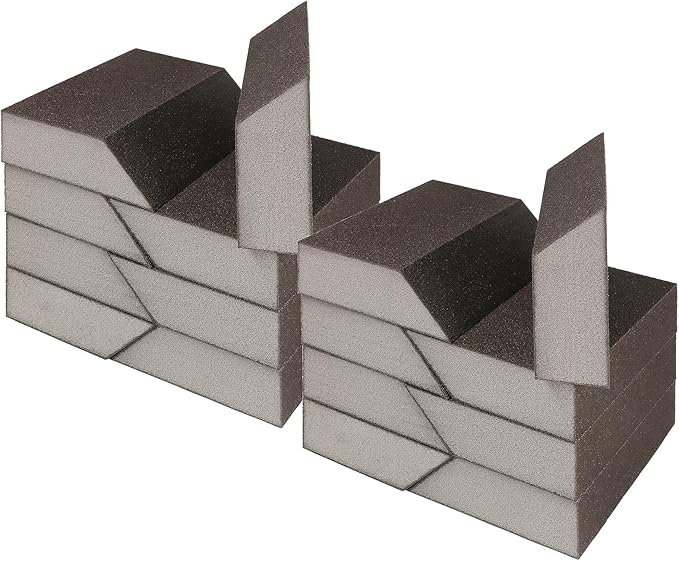 120 Grit Angled Sanding Blocks, Jamiikury Fine Sponge Sand Block Washable and Reusable, Wet & Dry Sandpaper Block for Wood Metal Drywall and Furniture Paint - Pack of 16