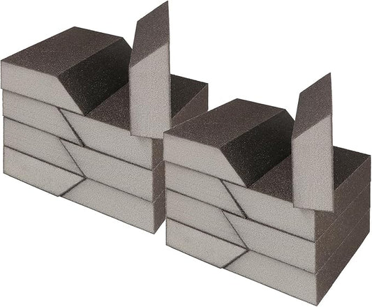 120 Grit Angled Sanding Blocks, Jamiikury Fine Sponge Sand Block Washable and Reusable, Wet & Dry Sandpaper Block for Wood Metal Drywall and Furniture Paint - Pack of 16