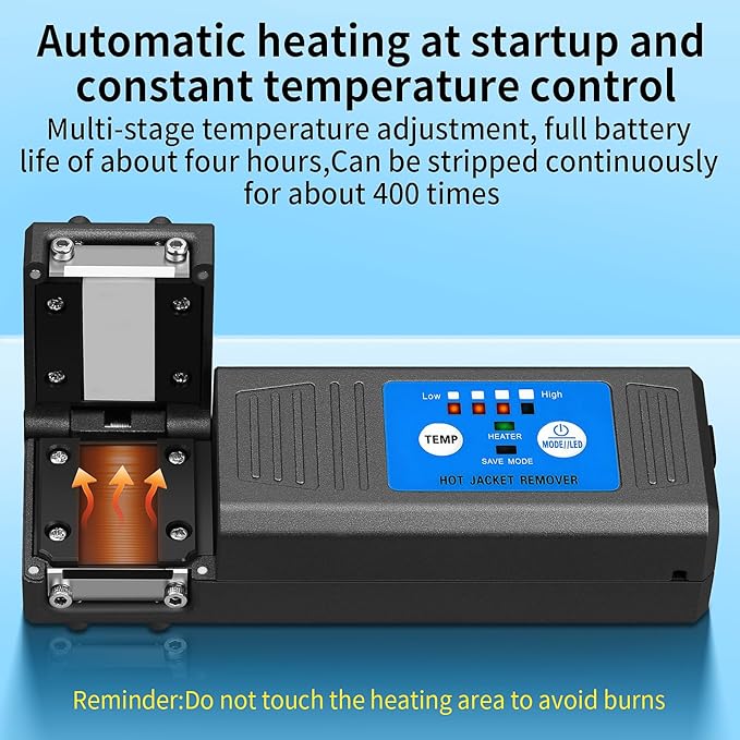 M8 Fiber Optical Thermal Stripper Handheld Horizontal Thermal Stripper Suitable for Bundled/Bare Fiber/Strip Fiber 1-48 Core Fiber Automatic Heating Stripping Tool