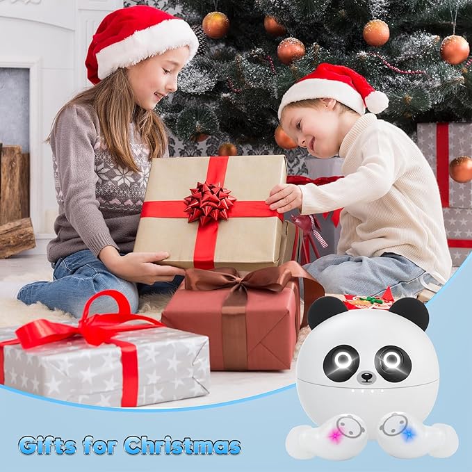 Wireless Earbuds, Bluetooth 5.3 Earpods HiFi Bass Stereo, Headphones Wireless Bluetooth, Kids Headphones Long Playtime, Earbuds with Microphone, Ear buds with Multifuntional Touch Screen(White Panda)