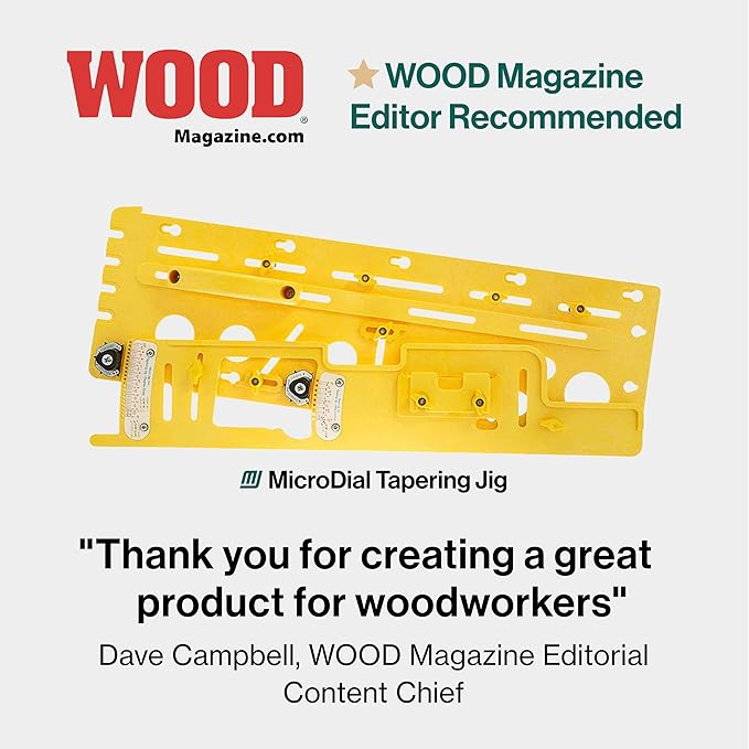 MICROJIG GRR-RIPPER Microdial Tapering Jig for Table and Band Saws, Taper Parts for Woodworking, TJ-5000, Yellow
