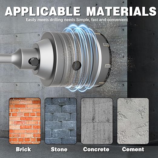 3-3/4" Concrete Hole Saw,95mm Masonry Hole Saw, with 220mm SDS Plus Shank Connecting Rod for Concrete Brick Cement Stone Wall Drilling Home Improvement