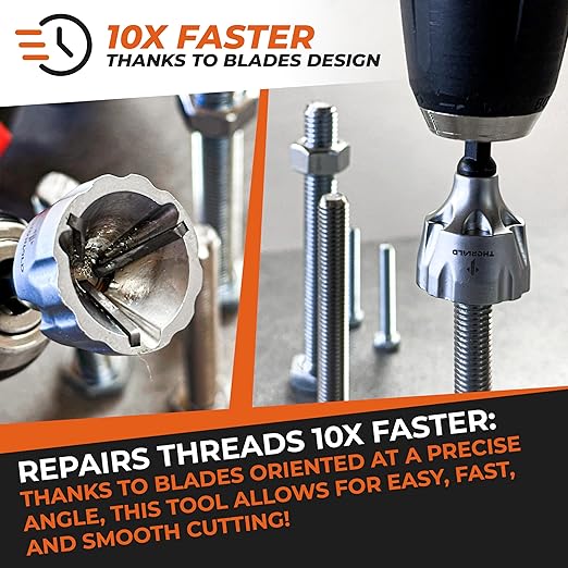 THORVALD Deburring External Chamfer Tool with Tungsten Carbide Blade - Deburr Tool for All Thread, All Metal Rod, Pipe, PVC, 3D Printing - 1/8" to 3/4" Diameter (3~19mm) - User Guide + Video Tutorial