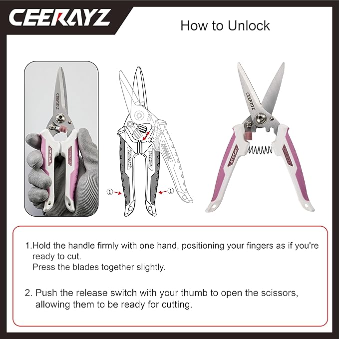 8" Scissors All Purpose, Heavy Duty, Multipurpose, for DIY Projects, Office, Production Lines, Pruning, with Protective Sheath (White/Pink)