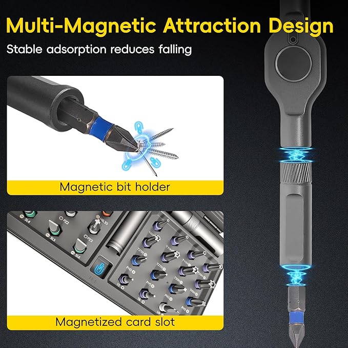 42 in 1 Magnetic Screwdriver Set, DIY Ratchet Screwdriver Set with Detachable Handle&Multi-Bit Magnetic Drive, Portable Repair Tool Kit for Home, Bicycle, Furniture