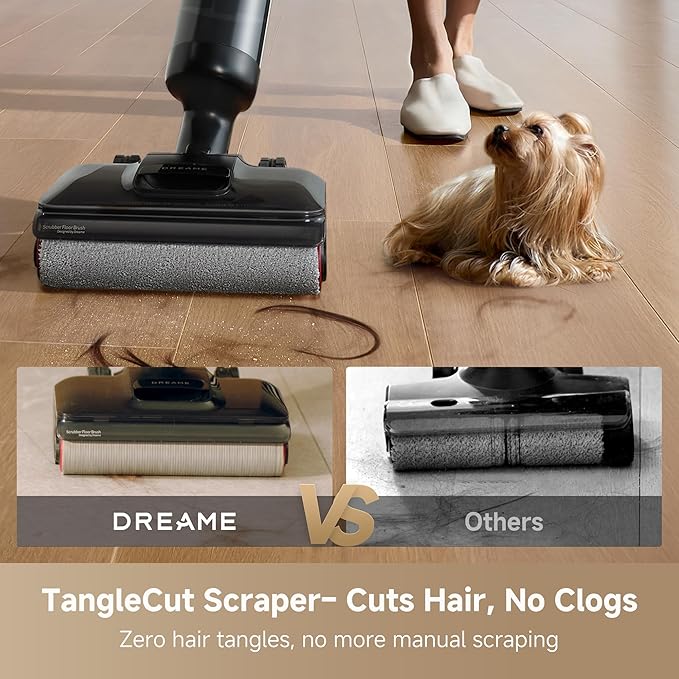 DREAME H12 FlexReach Vacuum Mop, 0 Tangle Wet Dry Vacuum Cleaner, Cordless Vacuum Mop All-in-One for Hard Floors, 180째 Lie-Flat Floor Cleaner Machine with 194째F Hot Self-Cleaning, 50Mins Runtime