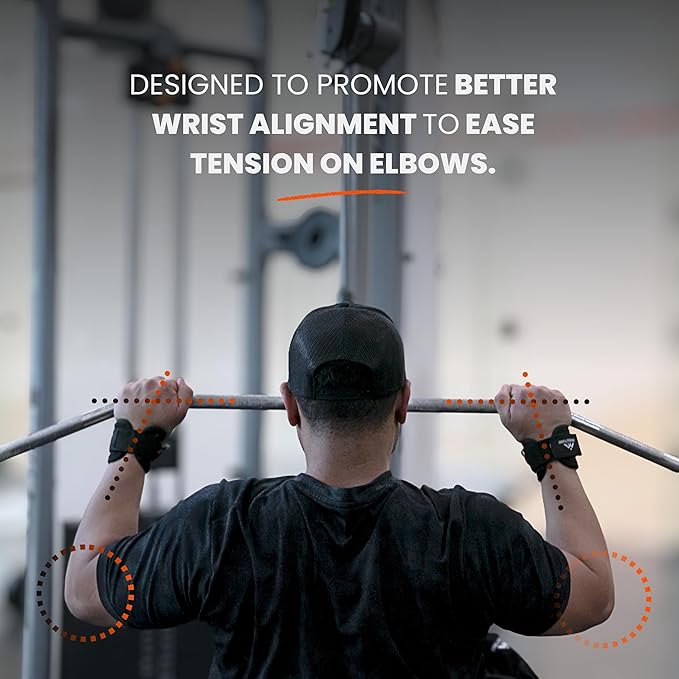 Weight Lifting Straps with D Rings for Cable Machines and Gym Wrist Straps for Weightlifting with Lifting Cuffs and Enhanced Silicone Grip for Deadlifts & Gym Training, Black