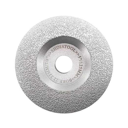 SHDIATOOL 5-Inch Diamond Grinding Cup Wheel for Granite Marble Iron Steel Masonry Convex Vacuum Brazed Grinding Disc Fits 7/8 Inch Arbor