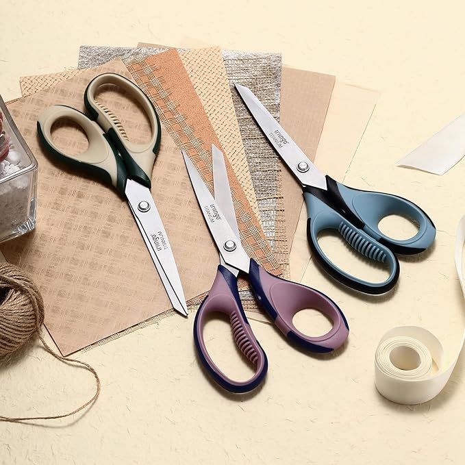 LIVINGO 3 Pack Office Scissors All Purpose ??Titanium Coated Blades, Ergonomic Colorful Handles, Sharp Heavy Duty Shears for Home, Office, and Craft Use