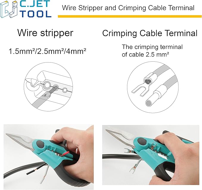 7" Stainless Professional Electrician Scissors Multi-Grip Design Aluminium Copper Soft Cable
