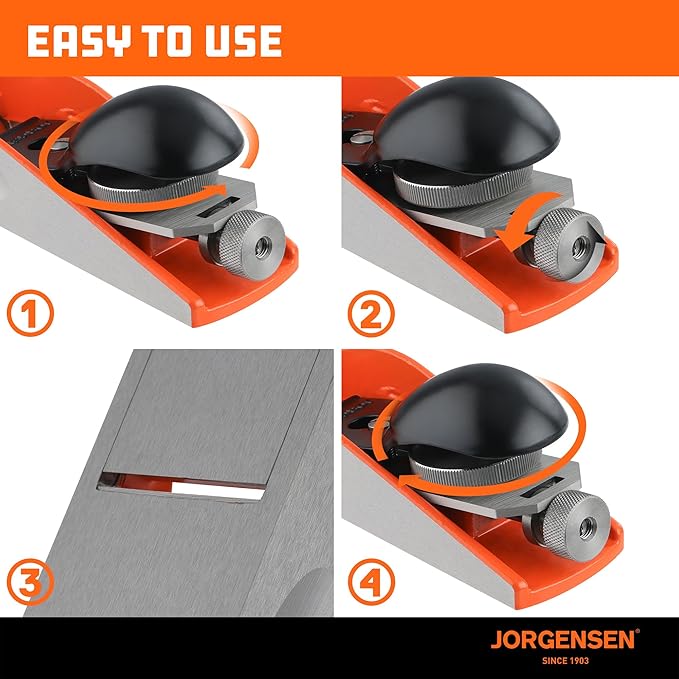JORGENSEN NO.60-1/2 6-1/4" Wood Planer, Hand Planer for Woodworking, Low Angle Block Plane, Small Hand Plane for Trimming, Wood Planing, Craft - Professional Ductile Iron Body, Adjustable Mouth